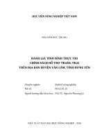 đánh giá tình hình thực thi chính sách hỗ trợ trang trại trên địa bàn huyện văn lâm, tỉnh hưng yên 