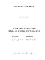 Quản lý chi ngân sách nhà nước trên địa bàn huyện lục ngạn, tỉnh bắc giang 