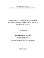 ĐÁNH GIÁ KẾT QUẢ CỦA CƠ CHẾ HỖ TRỢ TÀI CHÍNH ĐỐI VỚI DOANH NGHIỆP ĐỂ GIẢM THIỂU Ô NHIỄM TẠI THÀNH PHỐ HỒ CHÍ MINH