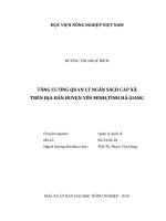 Tăng cường quản lý ngân sách cấp xã trên địa bàn huyện yên minh, tỉnh hà giang 