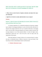 Phân tích bản chất và mối quan hệ của hai học thuyết tháp nhu cầu của maslow và thuyết herzber về 2 nhân tố e 