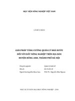 giải pháp tăng cường quản lý nhà nước đối với đất nông nghiệp trên địa bàn huyện đông anh, thành phố hà nội