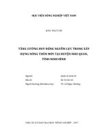 tăng cường huy động nguồn lực trong xây dựng nông thôn mới tại huyện nho quan, tỉnh ninh bình 
