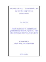 Nghiên cứu các yếu tố ảnh hưởng đến quyết định di cư theo mùa vụ của lao động nông thôn huyện Trực Ninh, tỉnh Nam Định