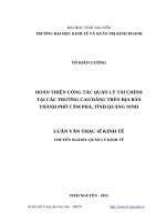 Hoàn thiện công tác quản lý tài chính tại các trường cao đẳng trên địa bàn thành phố cẩm phả, tỉnh quảng ninh 