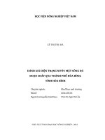 đánh giá hiện trạng nước mặt sông đà đoạn chảy qua thành phố hòa bình, tỉnh hòa bình