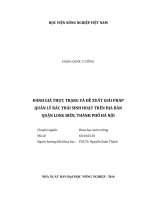 đánh giá thực trạng và đề xuất giải pháp quản lý rác thải sinh hoạt trên địa bàn quận long biên, thành phố hà nội 
