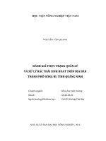đánh giá thực trạng quản lý và xử lý rác thải sinh hoạt trên địa bàn thành phố uông bí, tỉnh quảng ninh 