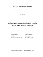 quản lý ngân sách nhà nước trên địa bàn huyện yên dũng, tỉnh bắc giang 