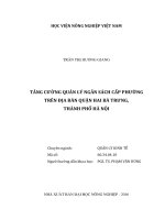 tăng cường quản lý ngân sách cấp phường trên địa bàn quận hai bà trưng, thành phố hà nội 