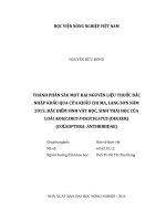 thành phần sâu mọt hại nguyên liệu thuốc bắc nhập khẩu qua cửa khẩu chi ma, lạng sơn năm 2015; đặc điểm sinh vật học, sinh thái học của loài araecerus fasciculatus (degeer) (coleoptera anthribidae) 
