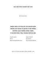 nhận thức và ứng xử của người dân trong xây dựng và quản lý hệ thống đường giao thông nông thôn ở huyện phúc thọ, thành phố hà nội 