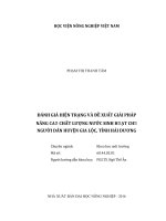 đánh giá hiện trạng và đề xuất giải pháp nâng cao chất lượng nước sinh hoạt cho người dân huyện gia lộc, tỉnh hải dương