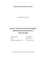 quản lý nhà nước về đất nông nghiệp trên địa bàn huyện nam trực, tỉnh nam định 