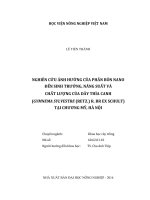 nghiên cứu ảnh hưởng của phân bón nano đến sinh trưởng, năng suất và chất lượng của dây thìa canh (gymnema sylvestre (retz ) r  br ex schult) tại chương mỹ, hà nội 