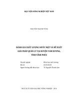 đánh giá chất lượng nước mặt và đề xuất giải pháp quản lý tại huyện tam dương, tỉnh vĩnh phúc 