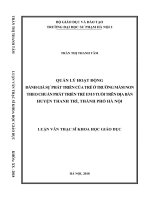Quản lý hoạt động đánh sự phát triển của trẻ ở trường mầm non theo chuẩn phát triển trẻ em 5 tuổi trên địa bàn huyện thanh trì, thành phố hà nội 