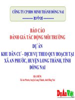 ĐTM Cấp Bộ | PPT_Báo cáo đánh giá tác động môi trường Dự án Khu dân cư dịch vụ theo quy hoạch tỉnh Đồng Nai  www.duanviet.com.vn  0918755356