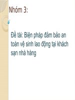 Biện pháp đảm bảo an toàn vệ sinh lao động tại khách sạn nhà hàng