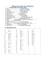 bài tập thì quá khứ đơn tiếng anh ôn 7 lên 8