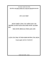 Hoàn thiện công tác kiểm soát chi thường xuyên ngân sách nhà nước tại kho bạc nhà nước bình gia tỉnh lạng sơn