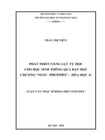 Luận văn phát triển năng lực tự học cho học sinh thông qua dạy học chương nitơ   photpho   hóa học 11 