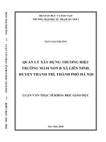 Luận văn quản lý xây dựng thương hiệu trường mầm non b xã liên ninh huyện thanh trì, thành phố hà nội 