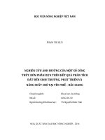 Nghiên cứu ảnh hưởng của một số công thức bón phân dựa trên kết quả phân tích đất đến sinh trưởng, phát triển và năng suất chè tại yên thế   bắc giang 