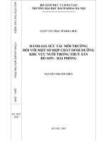Đánh giá sức tải môi trường đối với một số hợp chất dinh dưỡng khu vực nuôi trồng thuỷ sản đồ sơn hải phòng 