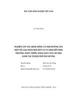 Nghiên cứu xác định giống và ảnh hưởng của một số loại phân bón hữu cơ vi sinh đến sinh trưởng, phát triển, năng suất của cây đậu xanh tại thành phố hải dương 
