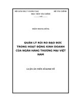 Quản lý rủi ro đạo đức trong hoạt động kinh doanh của ngân hàng thương mại việt nam  