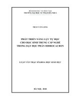Luận văn phát triển năng lực tự học cho học sinh trung cấp nghề trong dạy học phần hiđrocacbon 