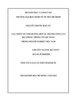 CÁC NHÂN tố ẢNH HƯỞNG đến sự THÀNH CÔNG của hệ THỐNG THÔNG TIN kế TOÁN TRONG DOANH NGHIỆP VIỆT NAM tt  