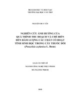 Nghiên cứu ảnh hưởng của quá trình thu hoạch và chế biến đến hàm lượng các chất có hoạt tính sinh học trong cây thuốc dòi (pouzolzia zeylanica l  benn)  