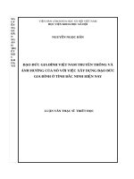 Đạo đức gia đình việt nam truyền thống và ảnh hưởng của nó với việc xây dựng đạo đức gia đình ở tỉnh bắc ninh hiện nay