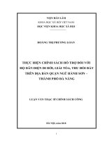 Thực hiện chính sách hỗ trợ đối với hộ dân diện di dời giải tỏa thu hồi đất trên địa bàn quận ngũ hành sơn, thành phố đà nẵng