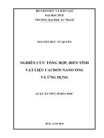 Nghiên cứu tổng hợp, biến tính vật liệu cacbon nano ống và ứng dụng