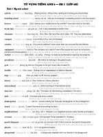 Từ vựng tiếng anh lớp 6  học kì 1