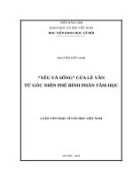 Yêu và sống của lê vân từ góc nhìn phê bình phân tâm học 