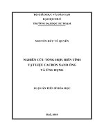 Nghiên cứu tổng hợp, biến tính vật liệu cacbon nano ống và ứng dụng tt