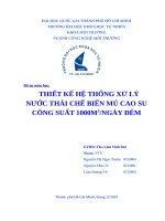 THIẾT KẾ HỆ THỐNG XỬ LÝ NƯỚC THẢI CHẾ BIẾN MỦ CAO SU CÔNG SUẤT 1000M3NGÀY ĐÊM