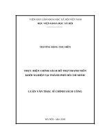 Thực hiện chính sách hỗ trợ thanh niên khởi nghiệp tại thành phố hồ chí minh 