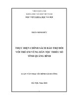 Thực hiện chính sách bảo trợ đối với trẻ em vùng dân tộc thiểu số tỉnh quảng bình 