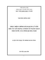 Thực hiện chính sách quản lý vốn đầu tư xây dựng cơ bản từ ngân sách nhà nước của tỉnh quảng nam