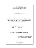 Thực hiện chính sách phát triển du lịch bền vững từ thực tiễn quận ngũ hành sơn, thành phố đà nẵng 