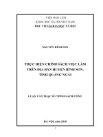 Thực hiện chính sách việc làm trên địa bàn huyện Bình Sơn tỉnh Quảng Ngãi (Luận văn thạc sĩ)