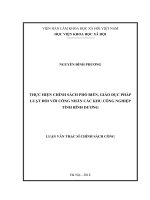 Thực hiện chính sách phổ biến, giáo dục pháp luật đối với công nhân các khu công nghiệp tỉnh Bình Dương (Luận văn thạc sĩ)