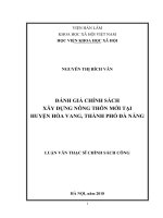 Đánh giá chính sách xây dựng Nông thôn mới tại huyện Hòa Vang, thành phố Đà Nẵng (Luận văn thạc sĩ)