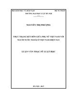 Thực trạng phụ nữ việt nam kết hôn với người nước ngoài ở việt nam hiện nay (luận văn thạc sĩ luật học) 