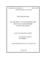 Quy chế pháp lý về ngƣời đại diện theo pháp luật của doanh nghiệp và thực tiễn áp dụng (luận văn thạc sĩ luật học) 